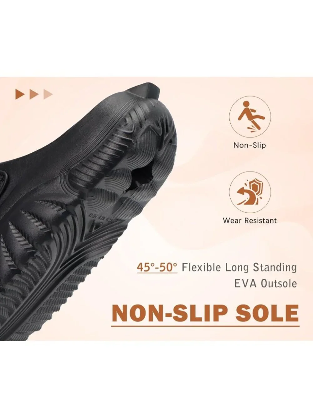 Men's Dark Black Recovery Sandals Orthopaedic Walking Slides Adjustable Thick